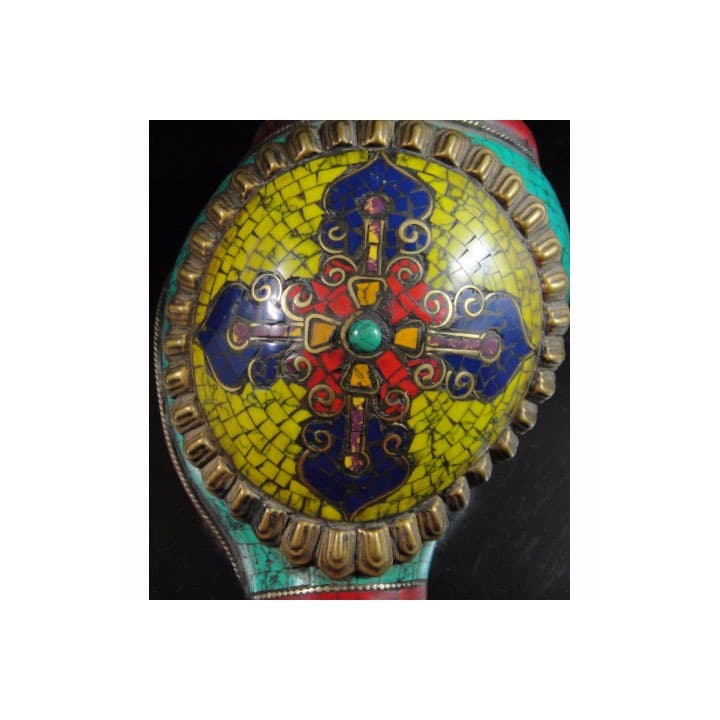 ◆チベット密教法具 法螺貝（シャンカ）羯磨（カツマ)-1