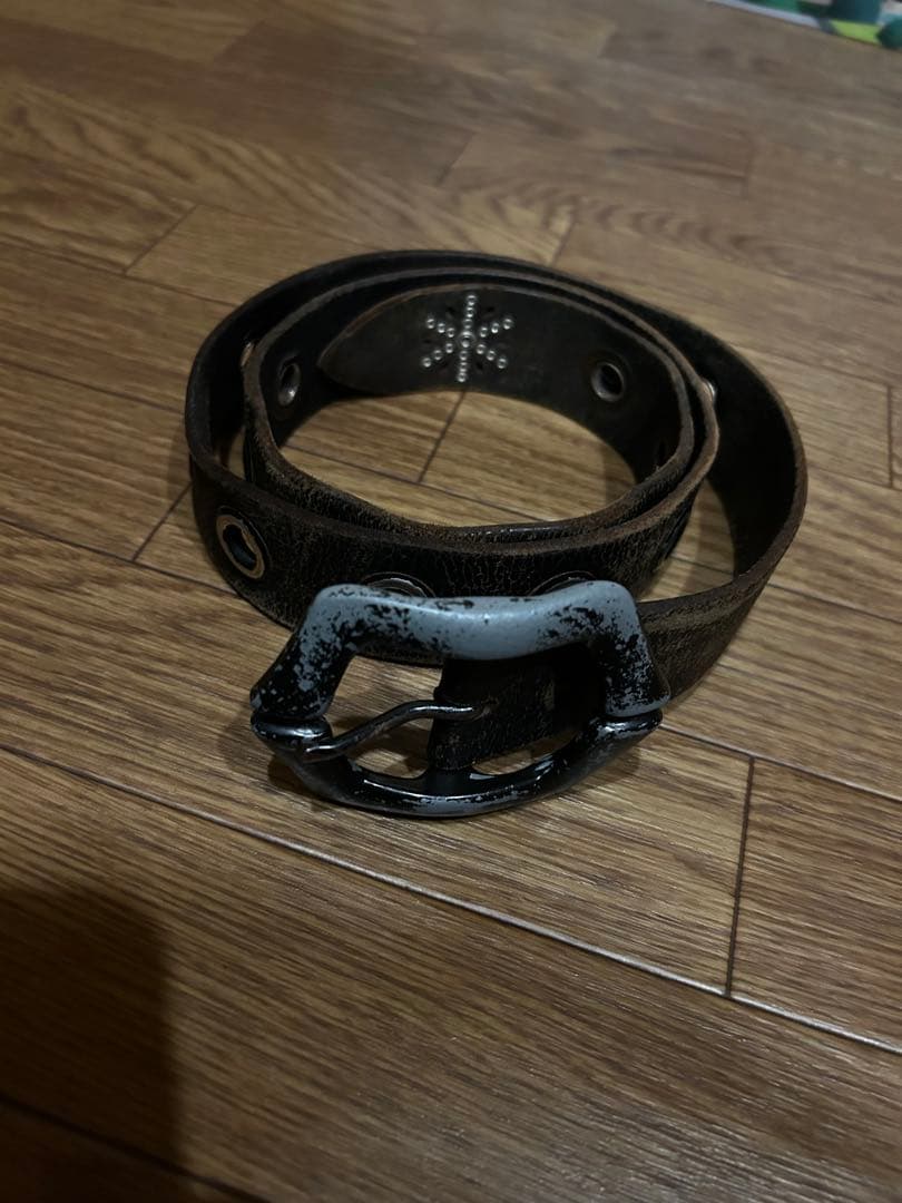 ビンテージ　スタッズレザーベルト オニキス