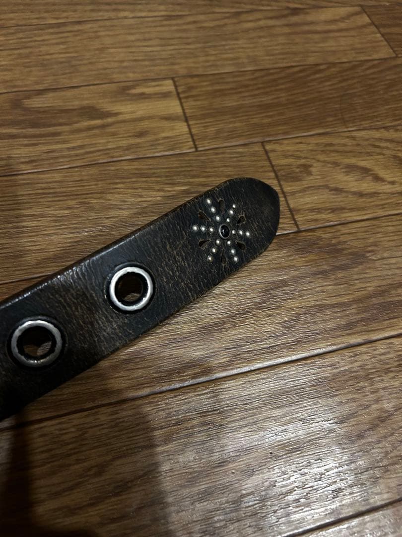 ビンテージ　スタッズレザーベルト オニキス