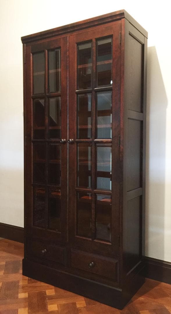 北海道民芸家具 飾り棚 本棚 ガラスキャビネット ディスプレイ棚