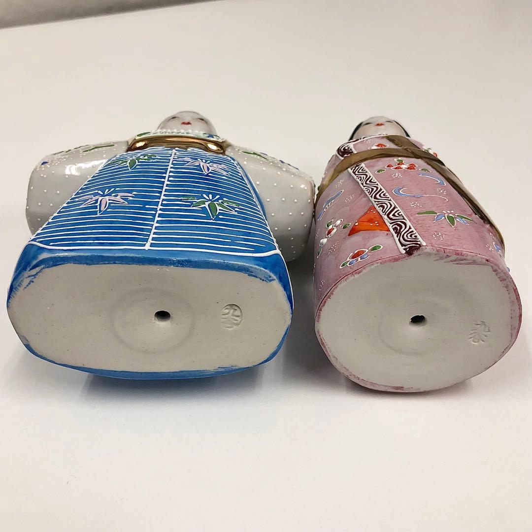 【13】九谷焼 雛人形 親王飾り 陶器製 5号 立雛 白 お雛さん 美品