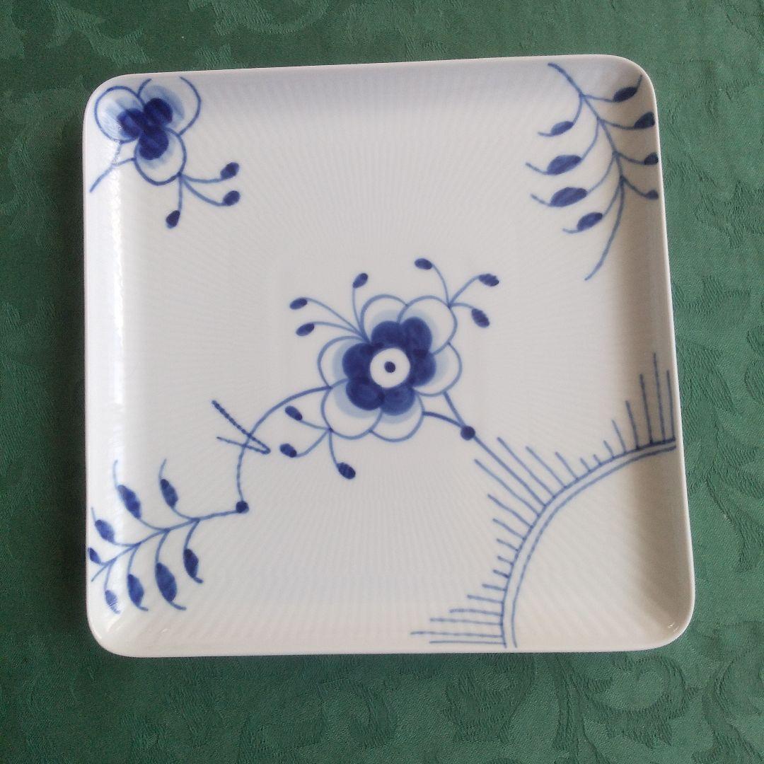 ロイヤルコペンハーゲンブルーフルーテッドメガスクエアディッシュ未使用5枚