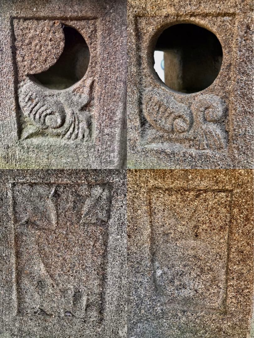 【天然自然石・時代春日石灯篭・茶庭灯篭】庭石オブジェ置物箱庭ガーデニング造園彫刻