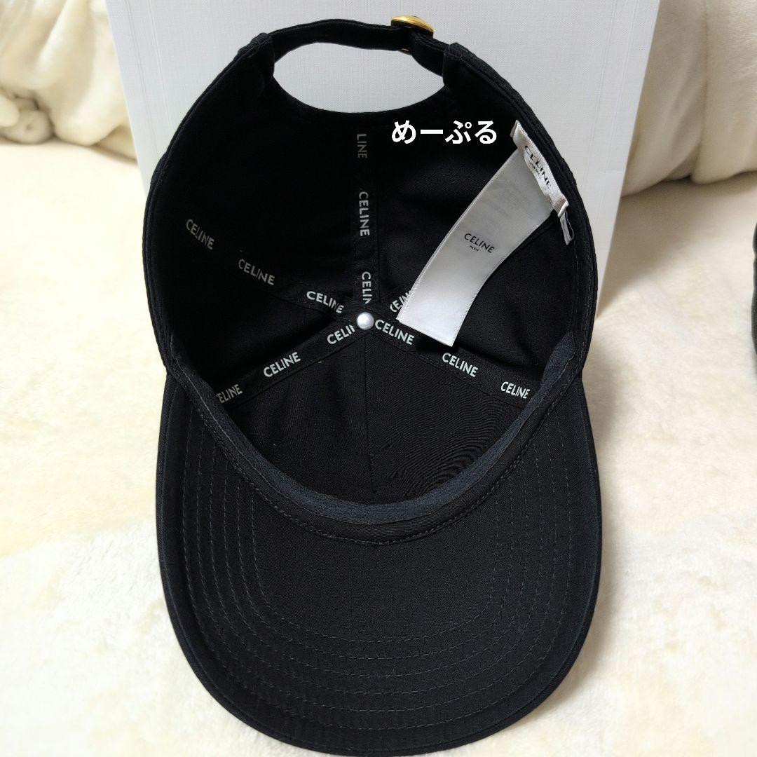 Mサイズ 美品 セリーヌ トリオンフ ベースボールキャップ 帽子 ブラック