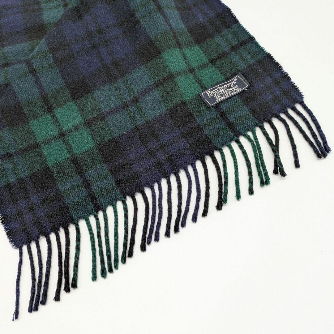 BURBERRY マフラー カシミヤ 100% チェック グリーン パープル