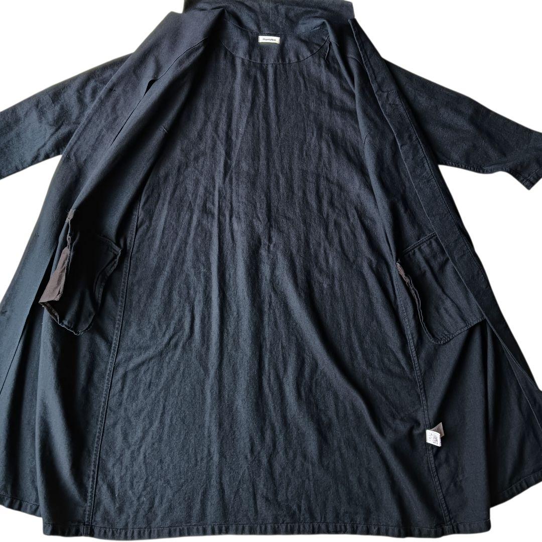 【プランテーション】コットンウール比翼ロングコート ワンピース ネイビー