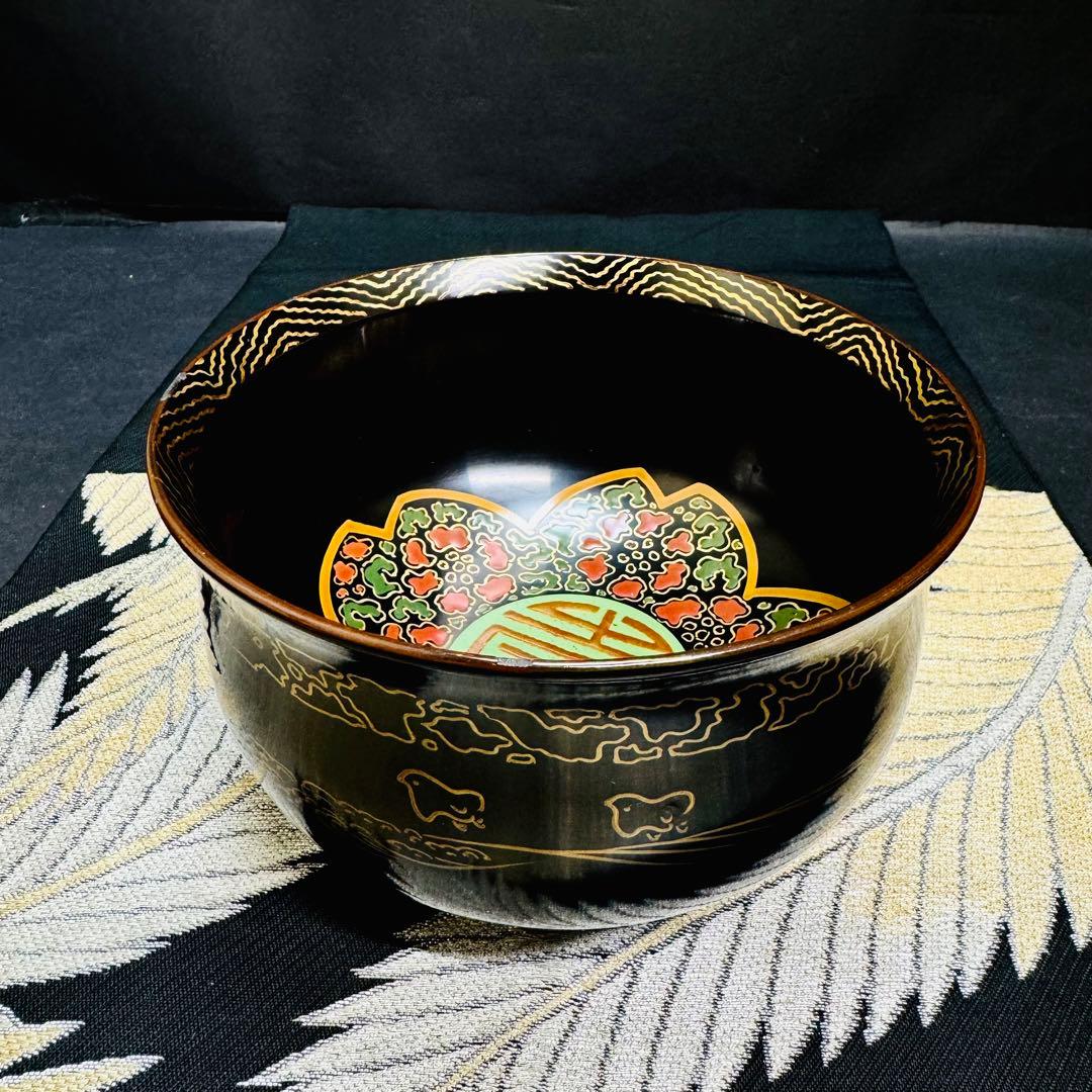 漆器　輪島塗　沈金　金蒔絵　木製　盃洗　鉢　大椀　1客　骨董品