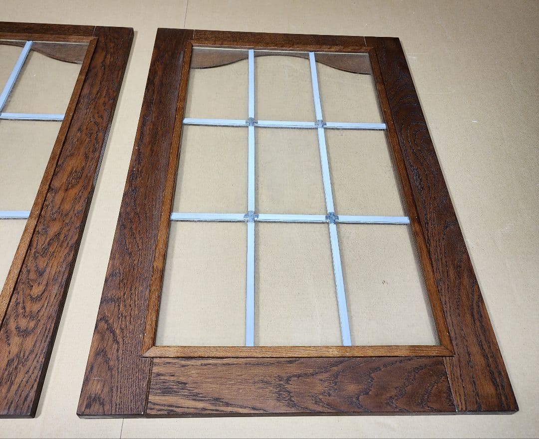 30年～物 アンティーク調 ガラスフロン無垢オーク材使用 扉材 (2枚)