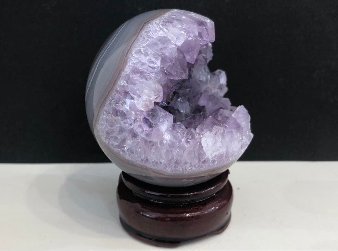 祈祷済み！アメジスト ジオード 笑口 瑪瑙 丸玉