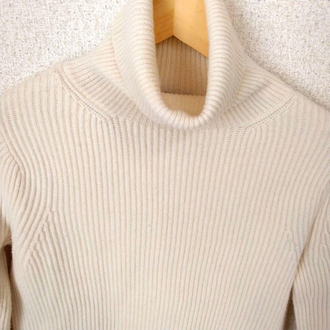 Drawer　ウールカシミヤ　リブ編み　タートルネックニット　長袖　S