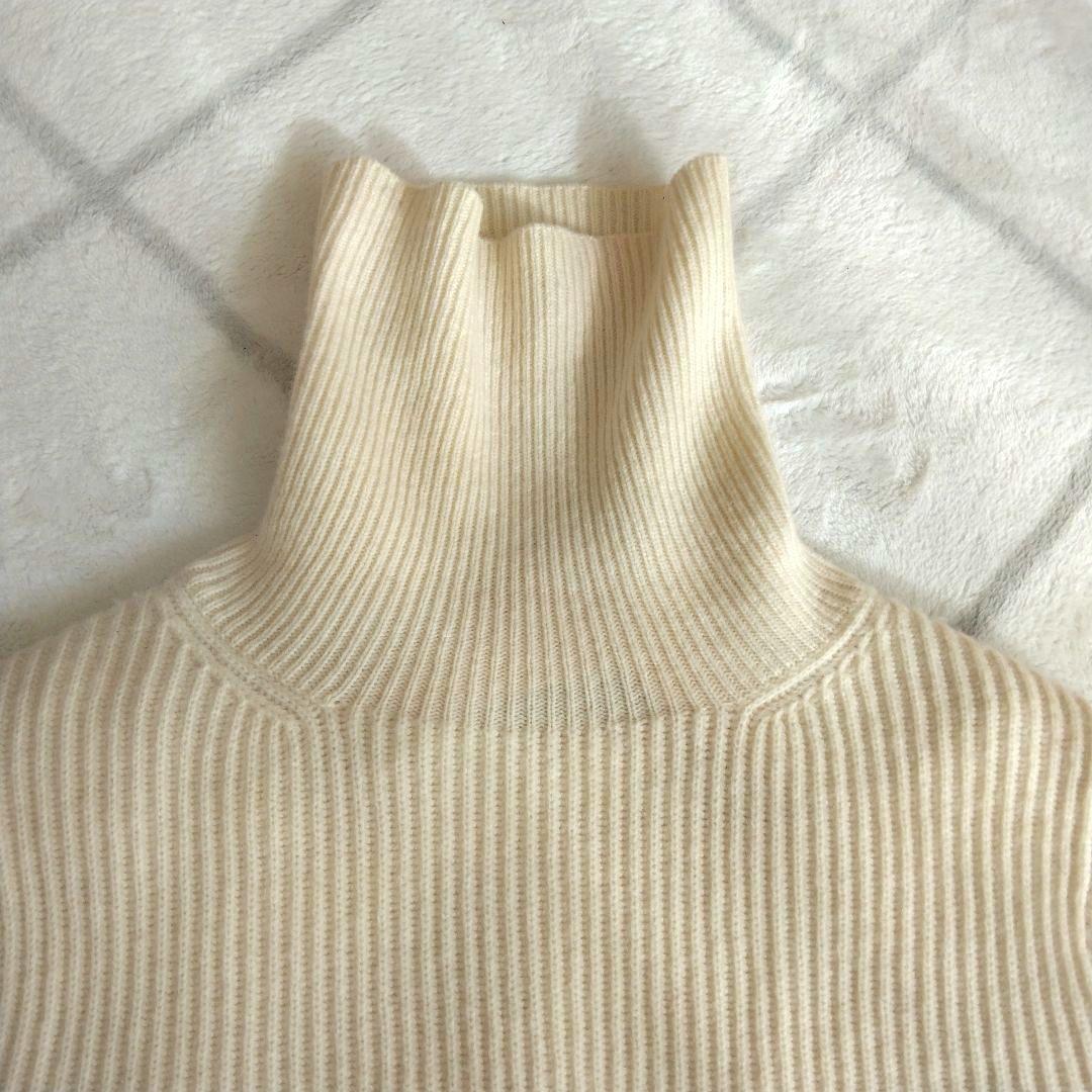 Drawer　ウールカシミヤ　リブ編み　タートルネックニット　長袖　S