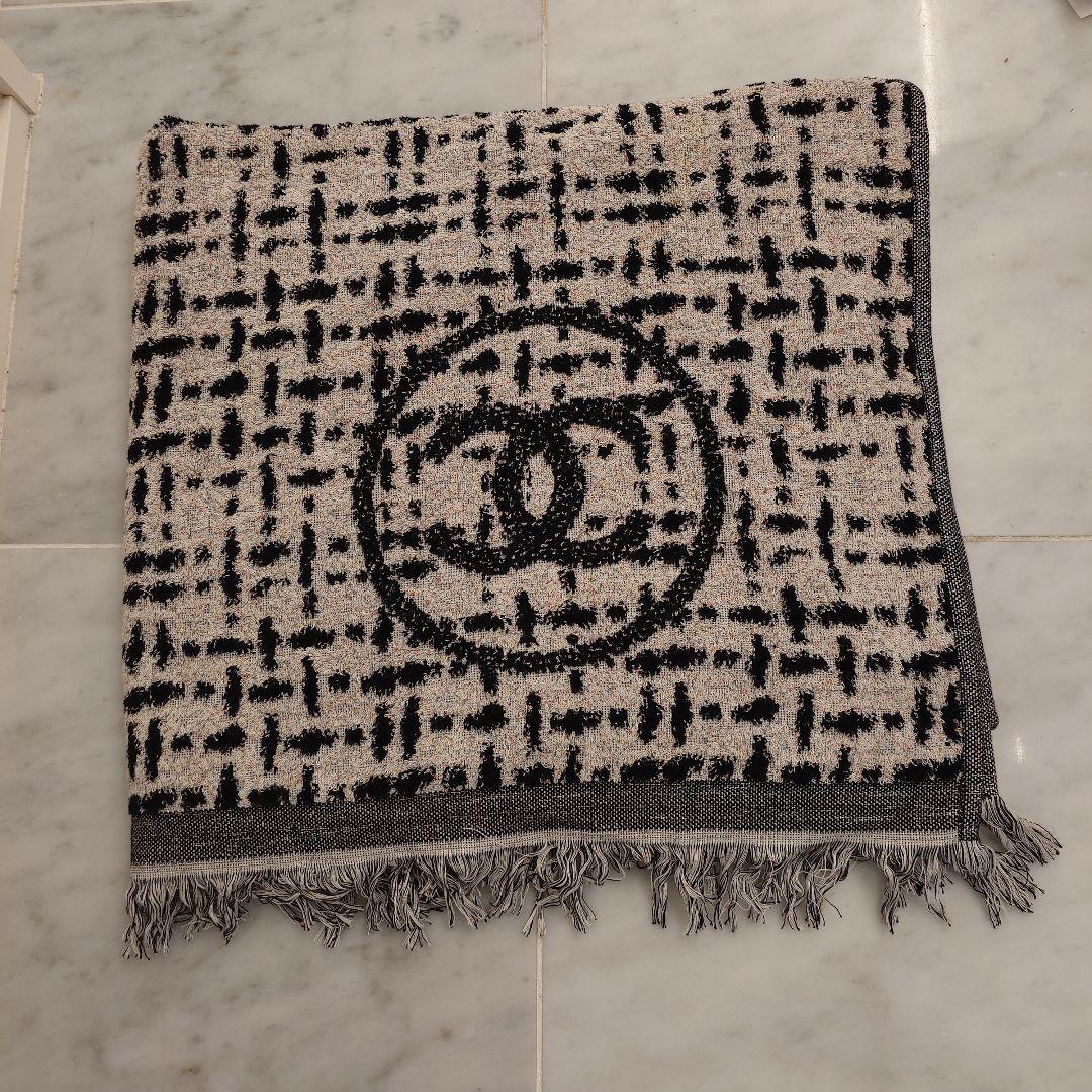 シャネル　chanel ビーチタオル　大判　ツイード調　美品
