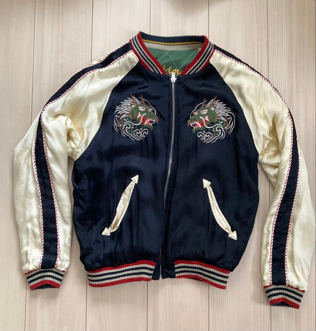 スカジャン　クロップドヘッズ　リバーシブル　風神雷神　花旅楽団　テーラー東洋