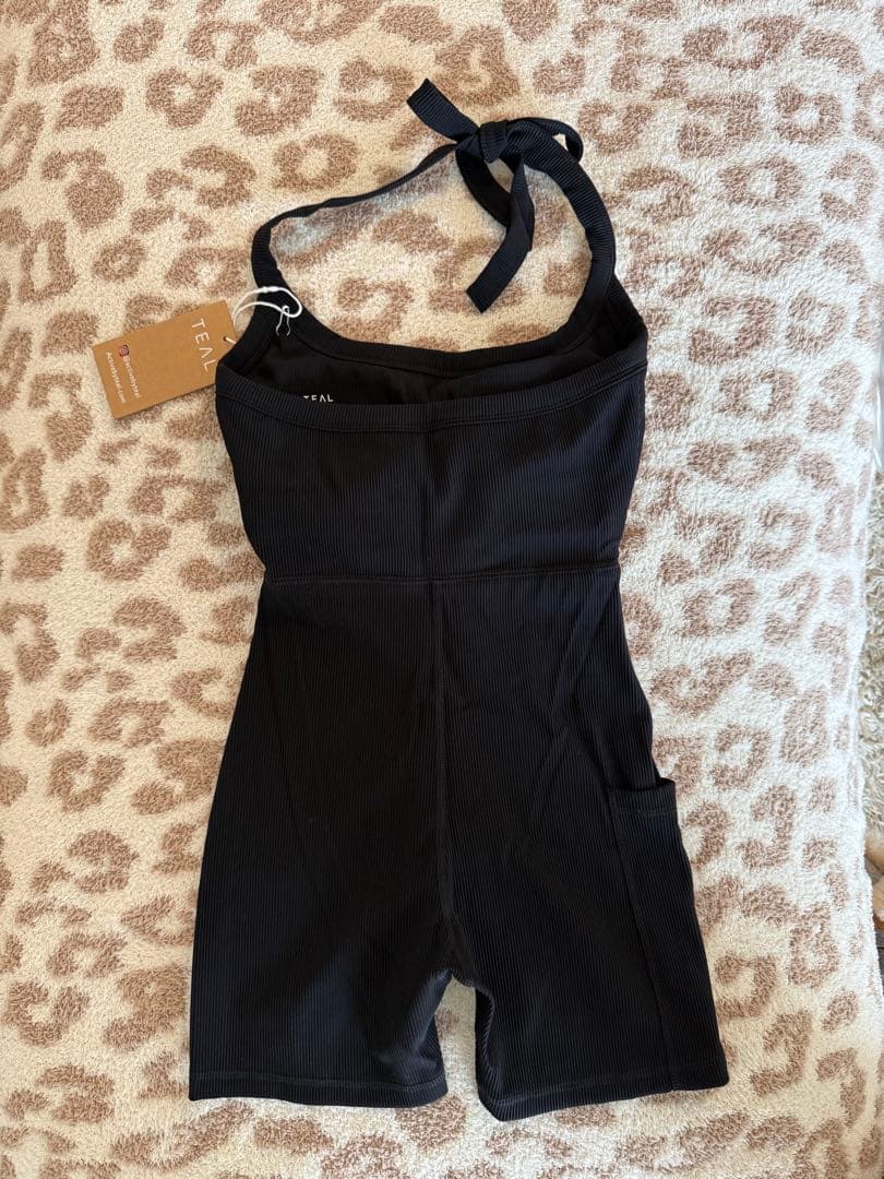 TEAL ブラック ヨガウェア XS ホルターネック オールインワン