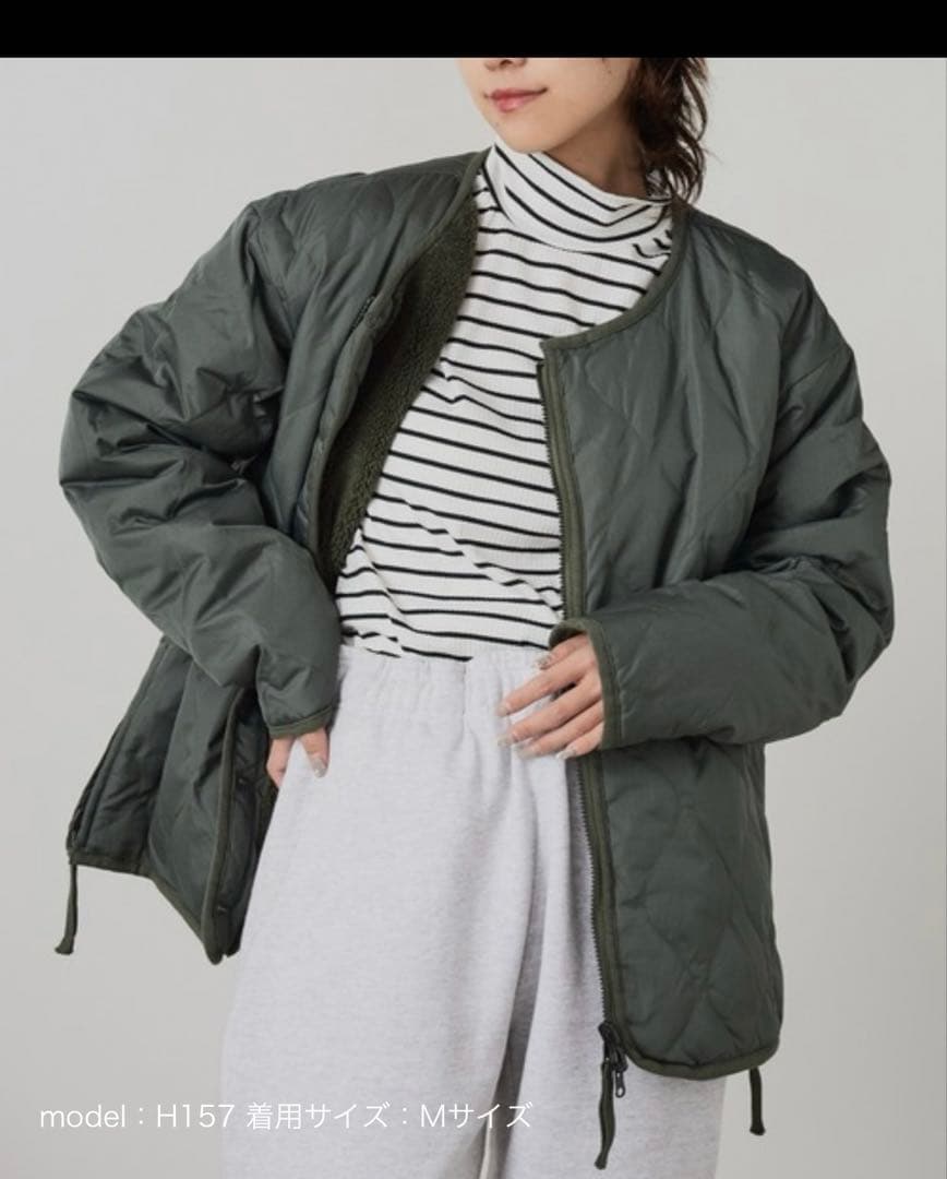 ミリタリーリバーシブルクルーネックダウンジャケットTAION-R104BML-1