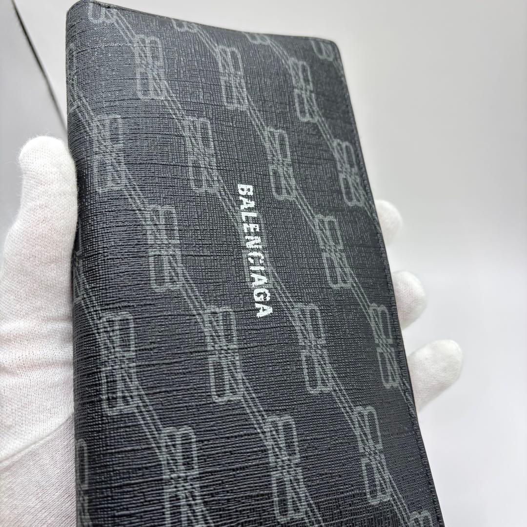 BALENCIAGA 長財布　ラウンドジップ　ブラック　BB モノグラム　財布