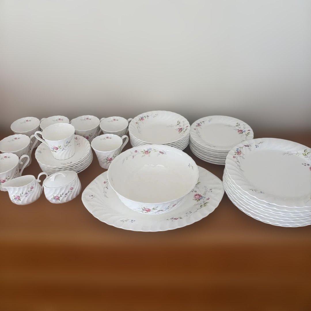 NIKKO ニッコー 白地花柄ビンテージ チャイナウェア44点セット