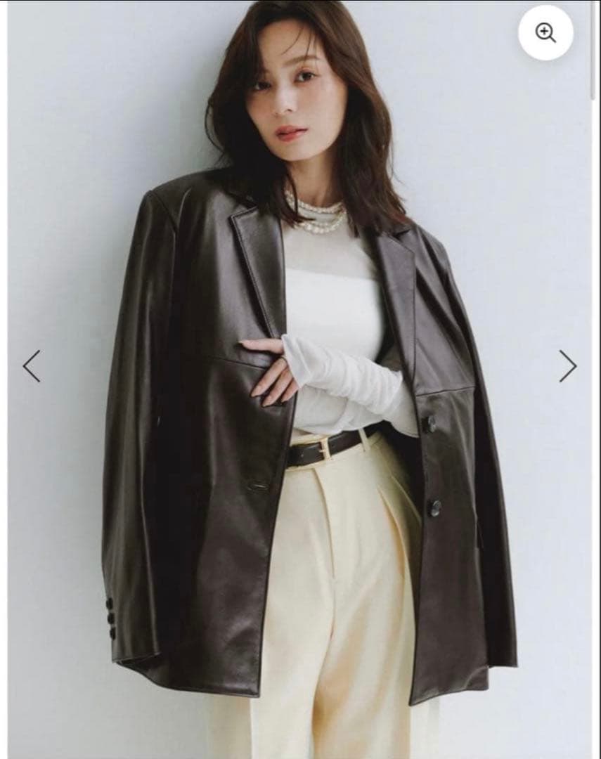 【完売品】アニュアンス レザーテーラードジャケット ダークブラウン