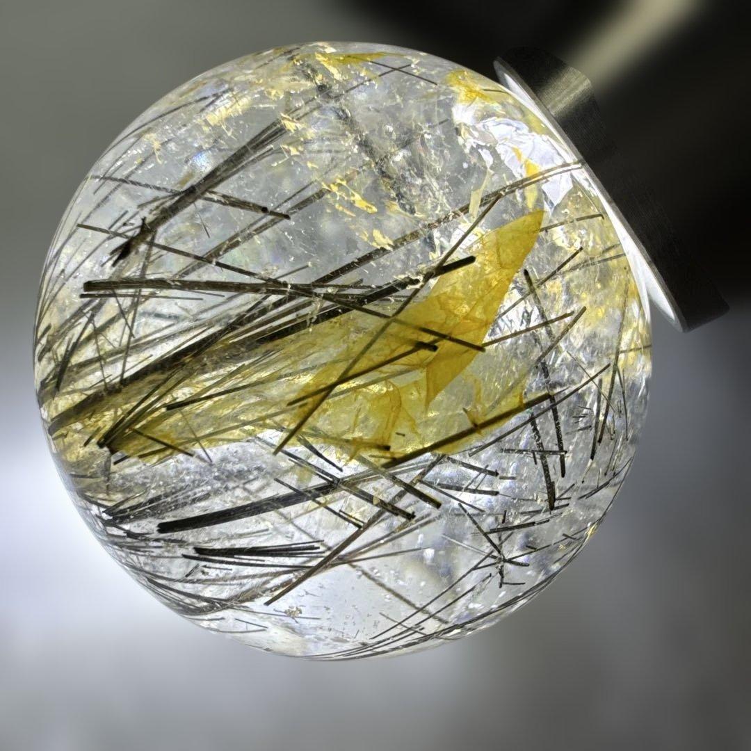 【高品質】ブラックルチルクォーツスフィア　丸玉