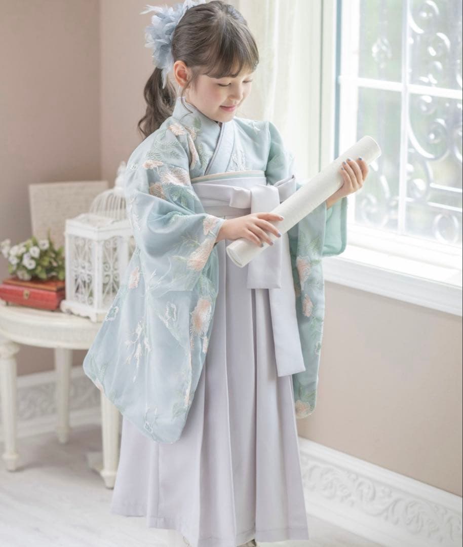 卒業式袴 花柄刺繍チュールレース袴セット 和装 おしゃれ 女の子 卒園式