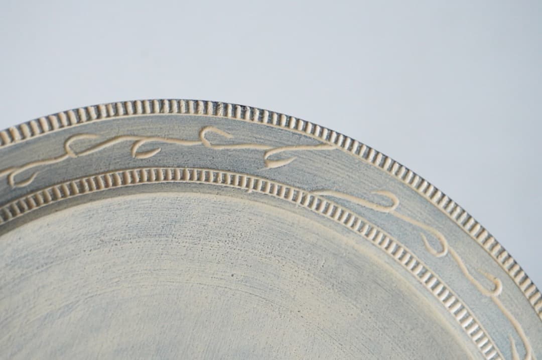 【店舗使用品】 石黒雄大 8寸白漆皿 つる 木工 木芸 平皿 うつわ 民芸 民藝