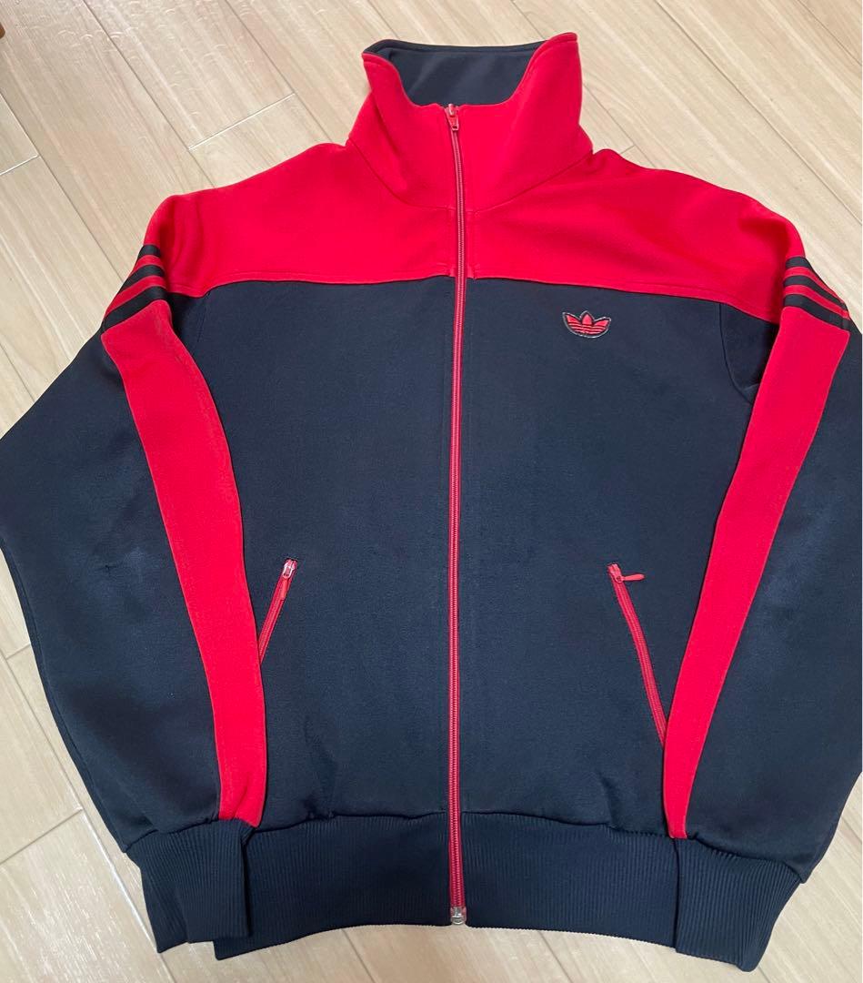 アディダス　adidas トラックジャケット　2号　デサント　西ドイツ　赤黒