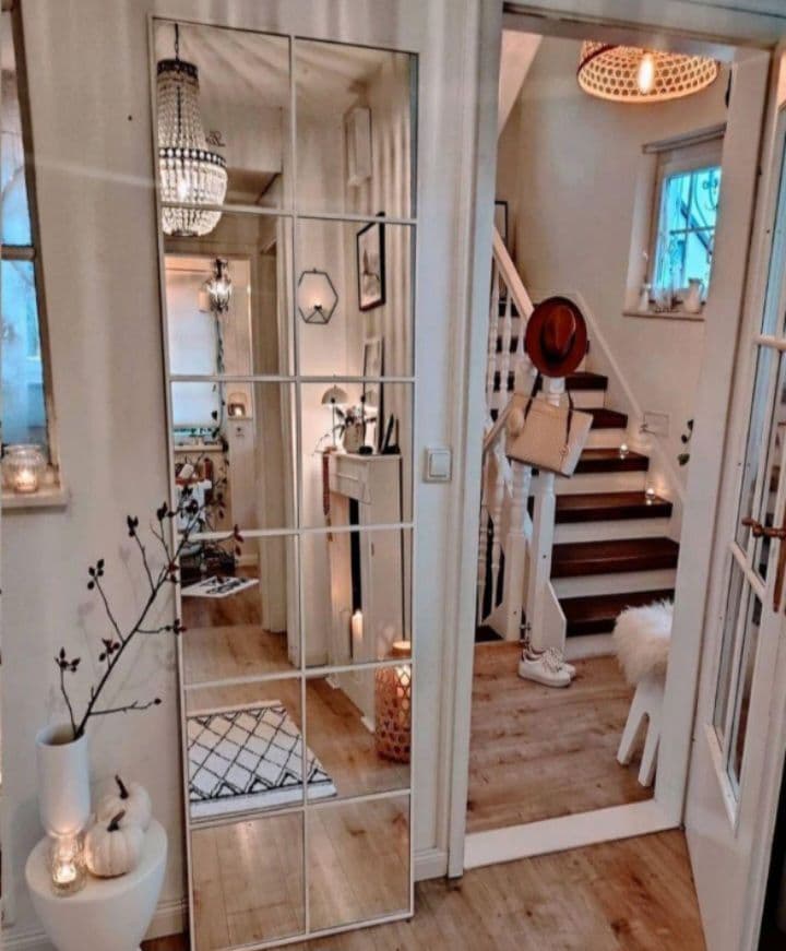 壁掛け鏡　格子デザイン　格子　海外風　インテリア　立て掛け　大型ミラー　12枚