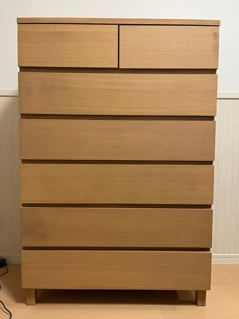 【無印良品】【廃盤】オーク材　無垢材　6段　チェスト