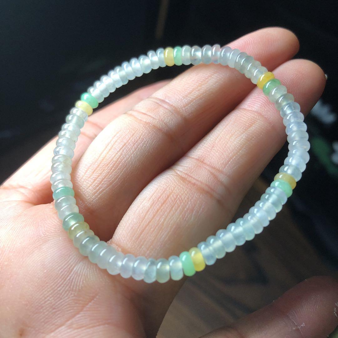 ミャンマー産氷種本翡翠金運アップブレスレット