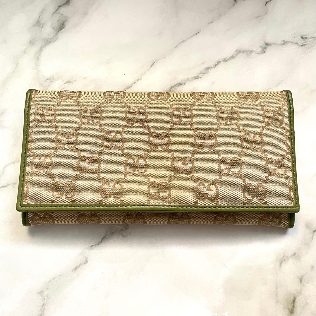 GUCCI グッチ　長財布　GG キャンバス　2つ折り財布　美品　0114-③