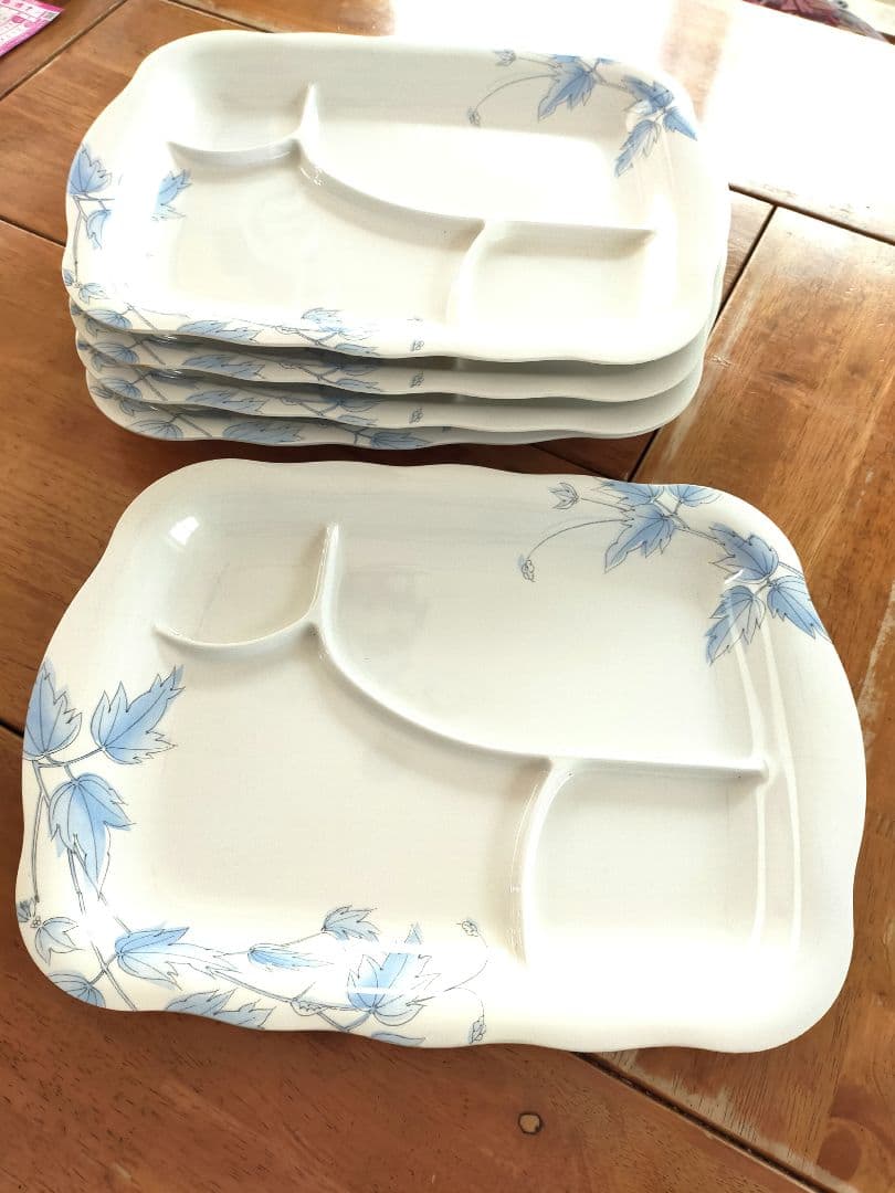 スリーライン　メラミン　四つ切りプレート　５枚セット