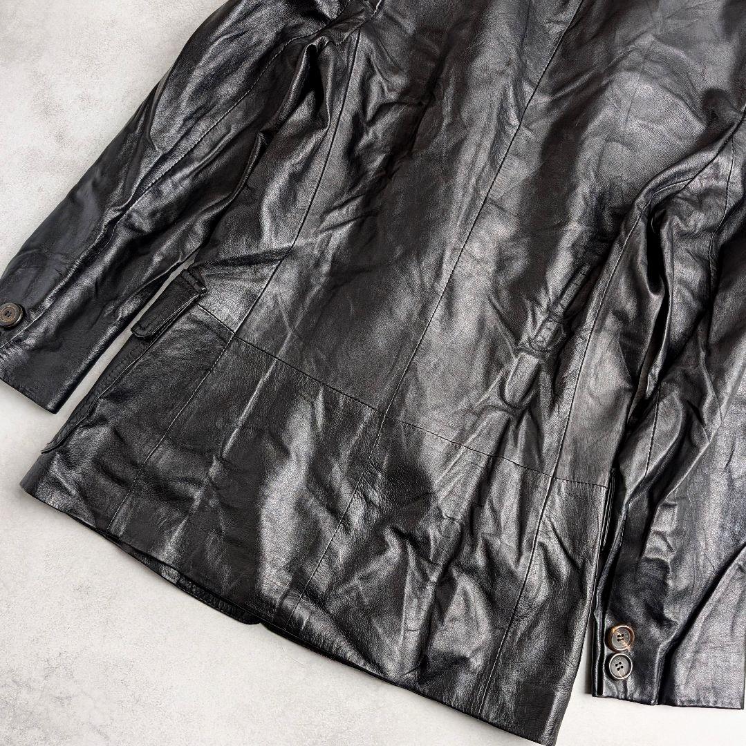 【訳あり】FENDI フェンディ レザーテーラードジャケット 本革 ブラック