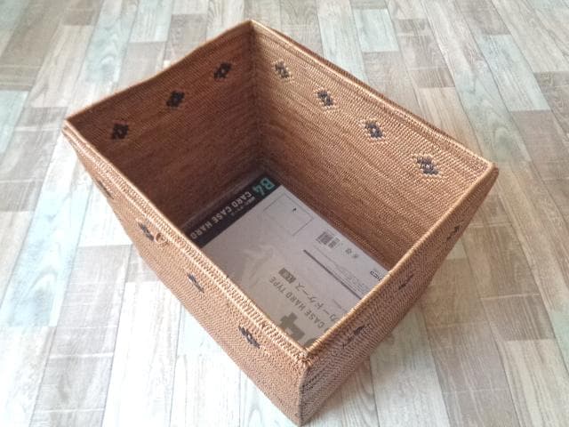 B4長方形ボックス●フタ付●柄入●アタ●バリ島●1002●特大サイズ