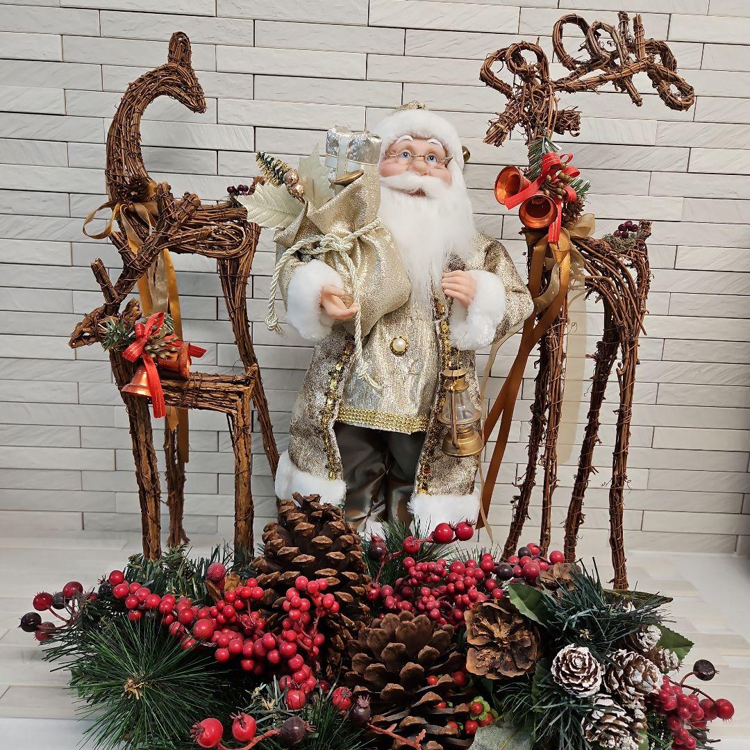 クリスマス飾りセット　サンタクロース&トナカイ親子・2WAYリース