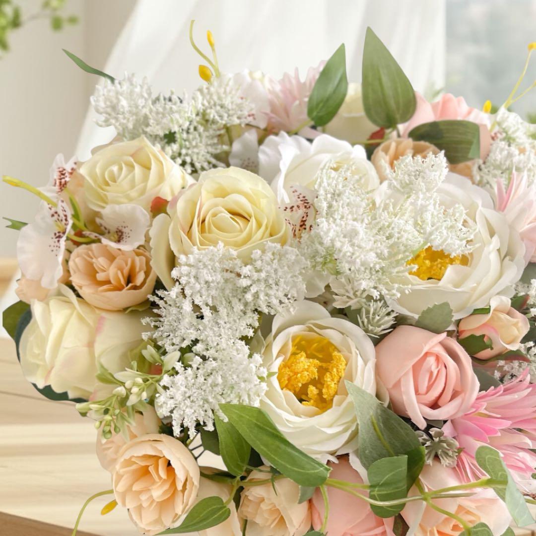 光触媒フラワー 咲き誇るバラのフレンチアレンジ アートフラワー 【Mサイズ】