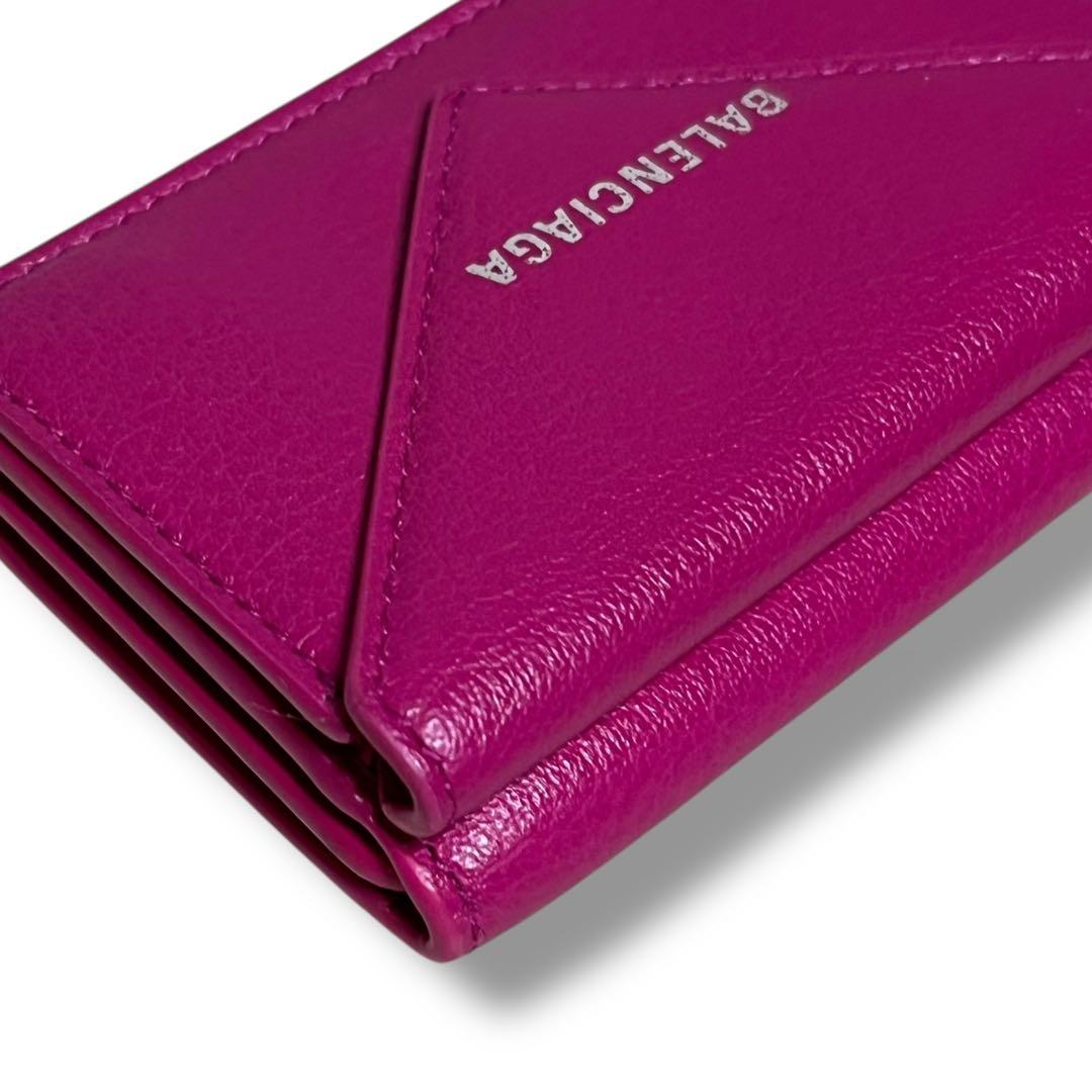 バレンシアガ　三つ折り財布　ピンク　ペーパーミニウォレット