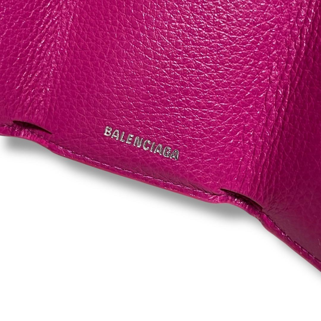 バレンシアガ　三つ折り財布　ピンク　ペーパーミニウォレット