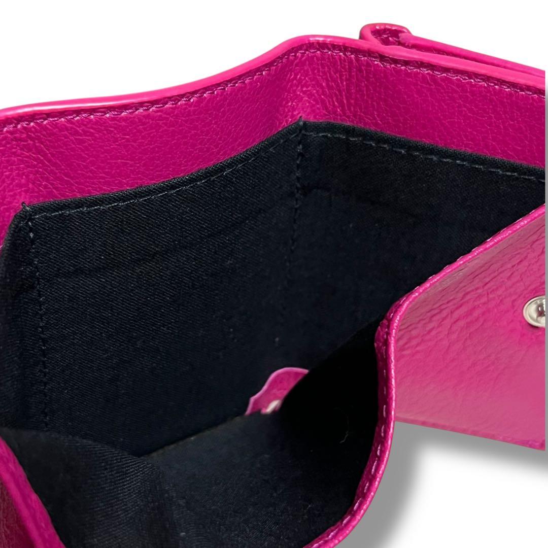 バレンシアガ　三つ折り財布　ピンク　ペーパーミニウォレット