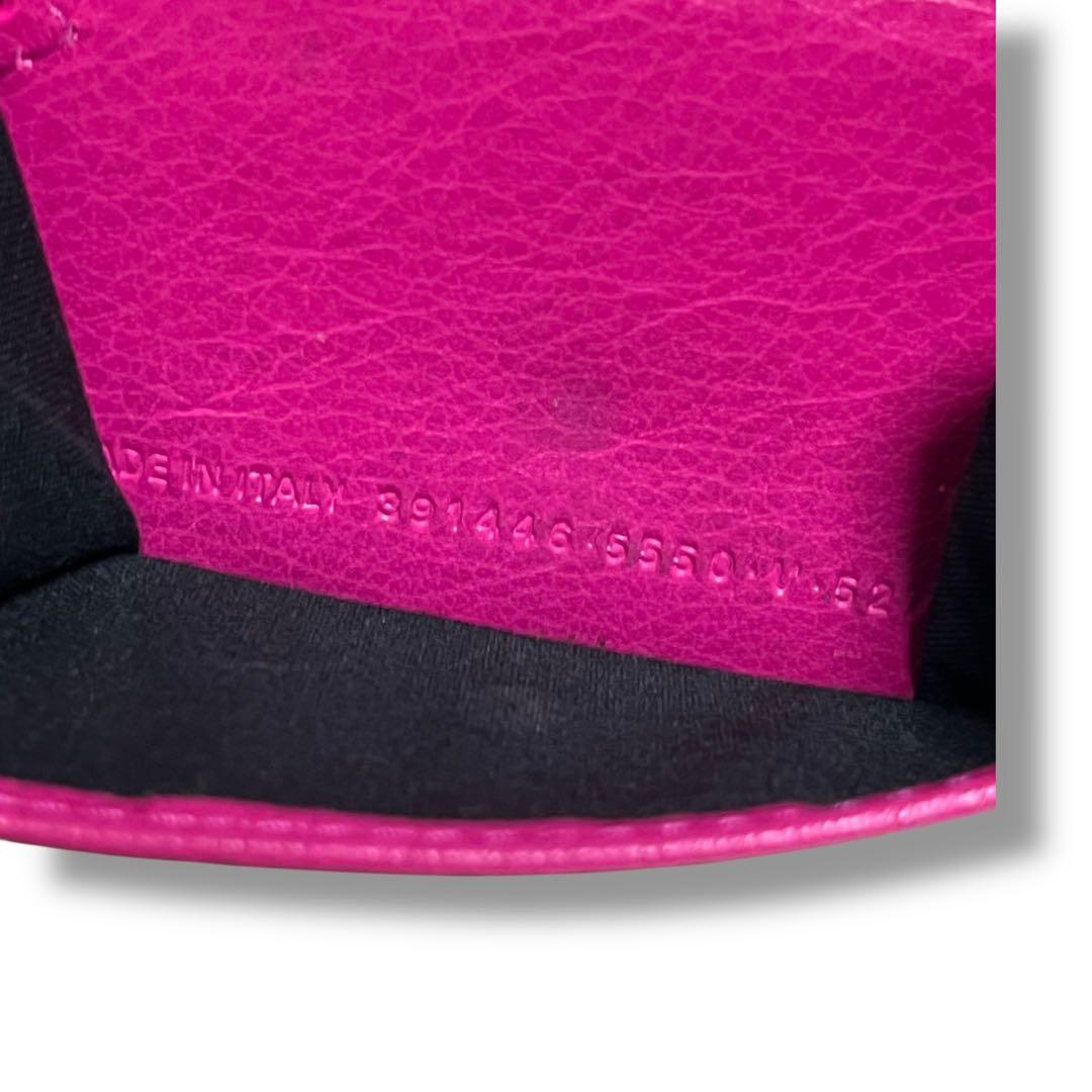 バレンシアガ　三つ折り財布　ピンク　ペーパーミニウォレット