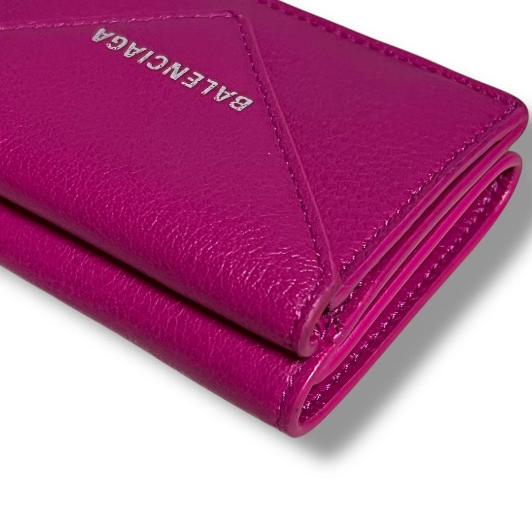 バレンシアガ　三つ折り財布　ピンク　ペーパーミニウォレット