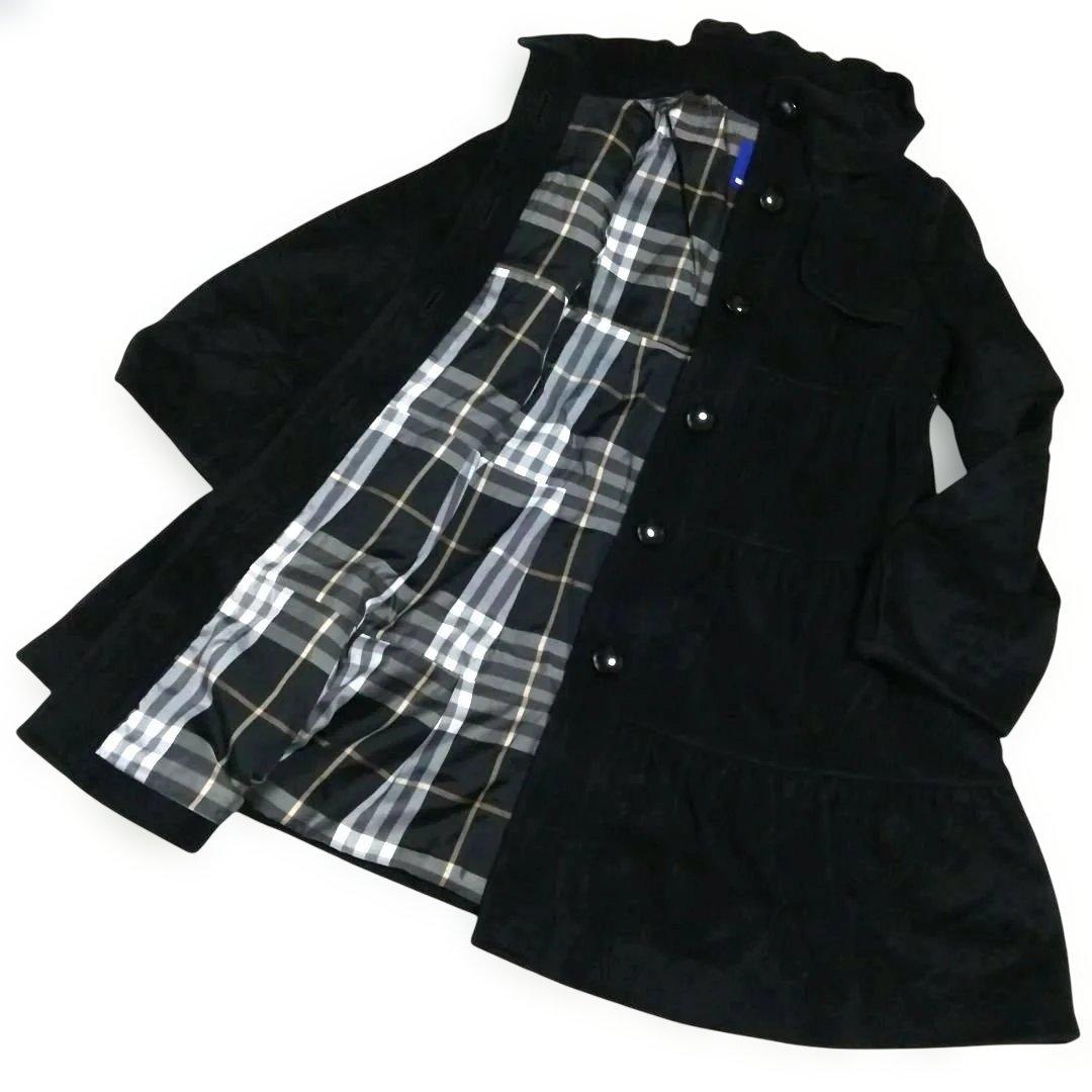 【極美品】BURBERRY BLUE LABELアンゴラ混ティアードコート黒M