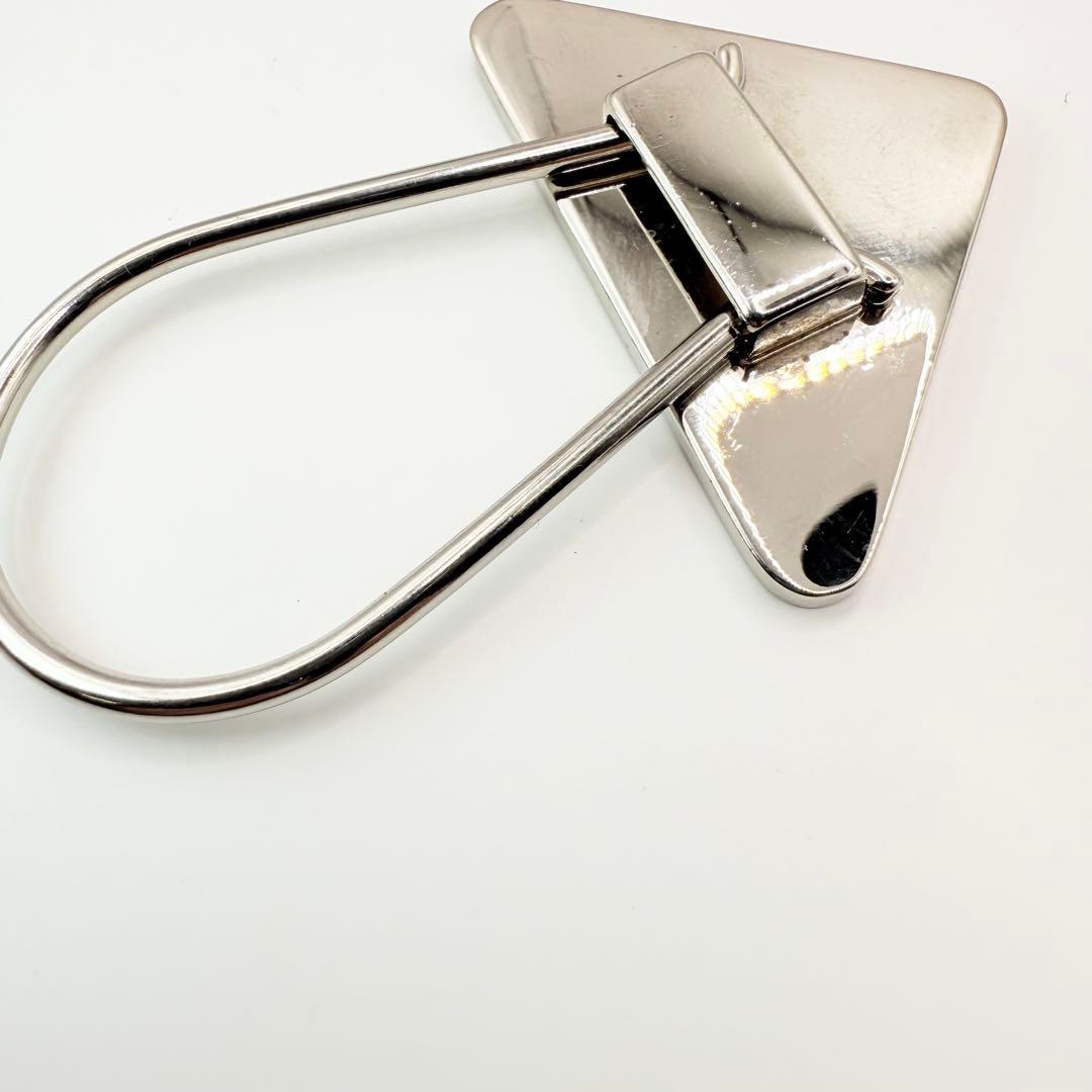 【美品】PRADA プラダ　三角ロゴ　キーホルダー　キーリング　ユニセックス　紺