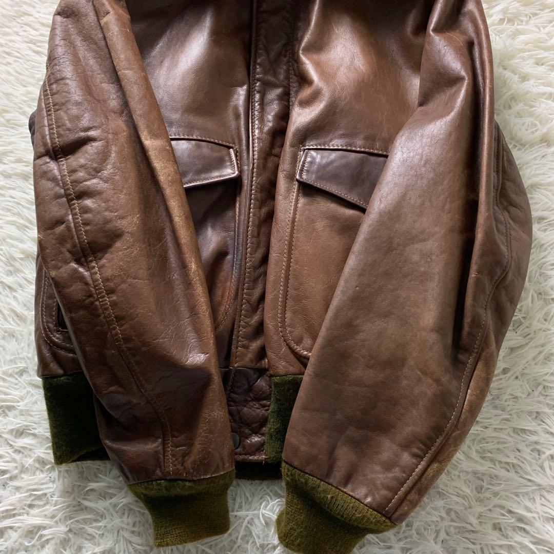 【米国製】ショット フライトジャケット G-1 襟ボア ライナー ブラウン 38