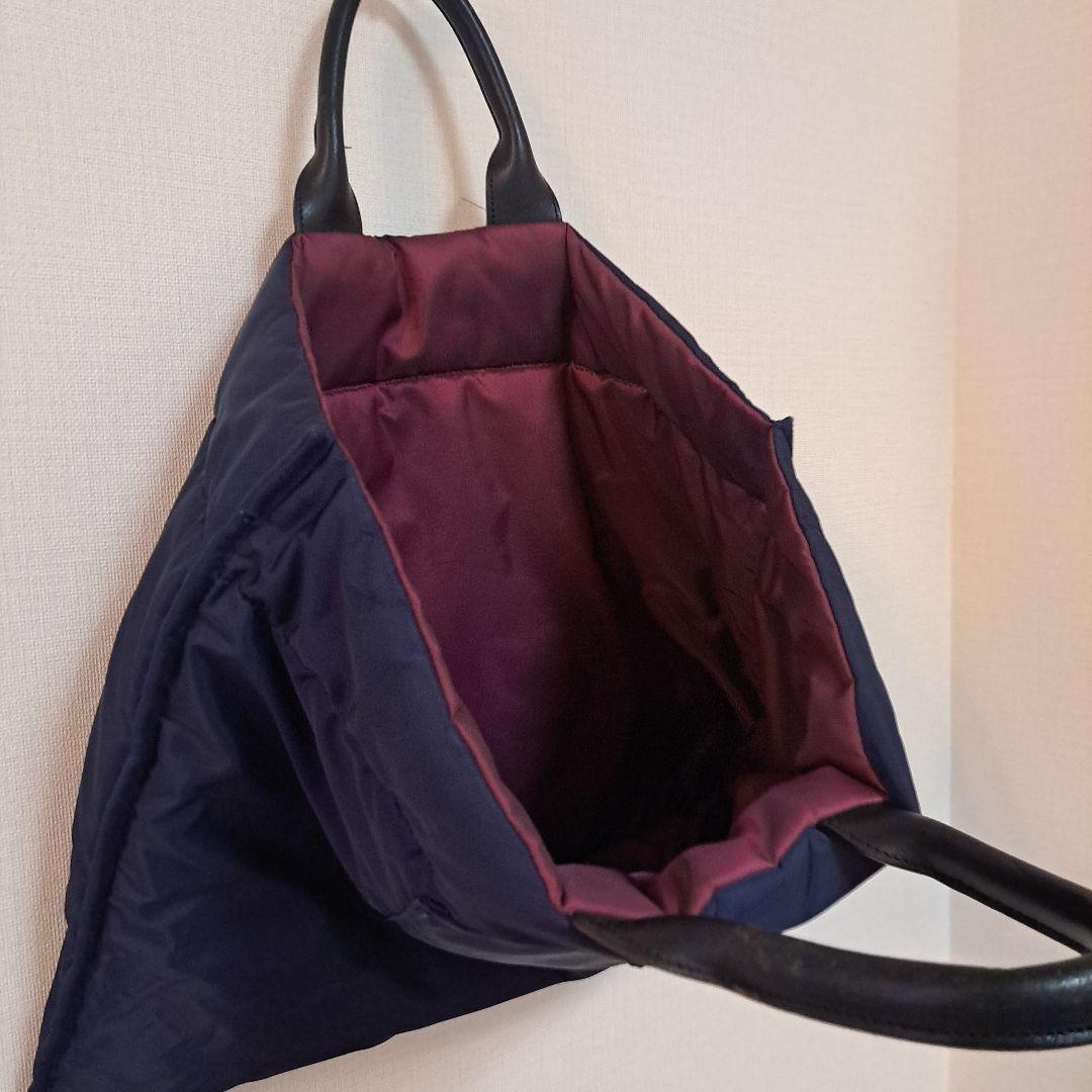 レア　トリコ コムデギャルソン トートバッグ キルティング ネイビー×パープル