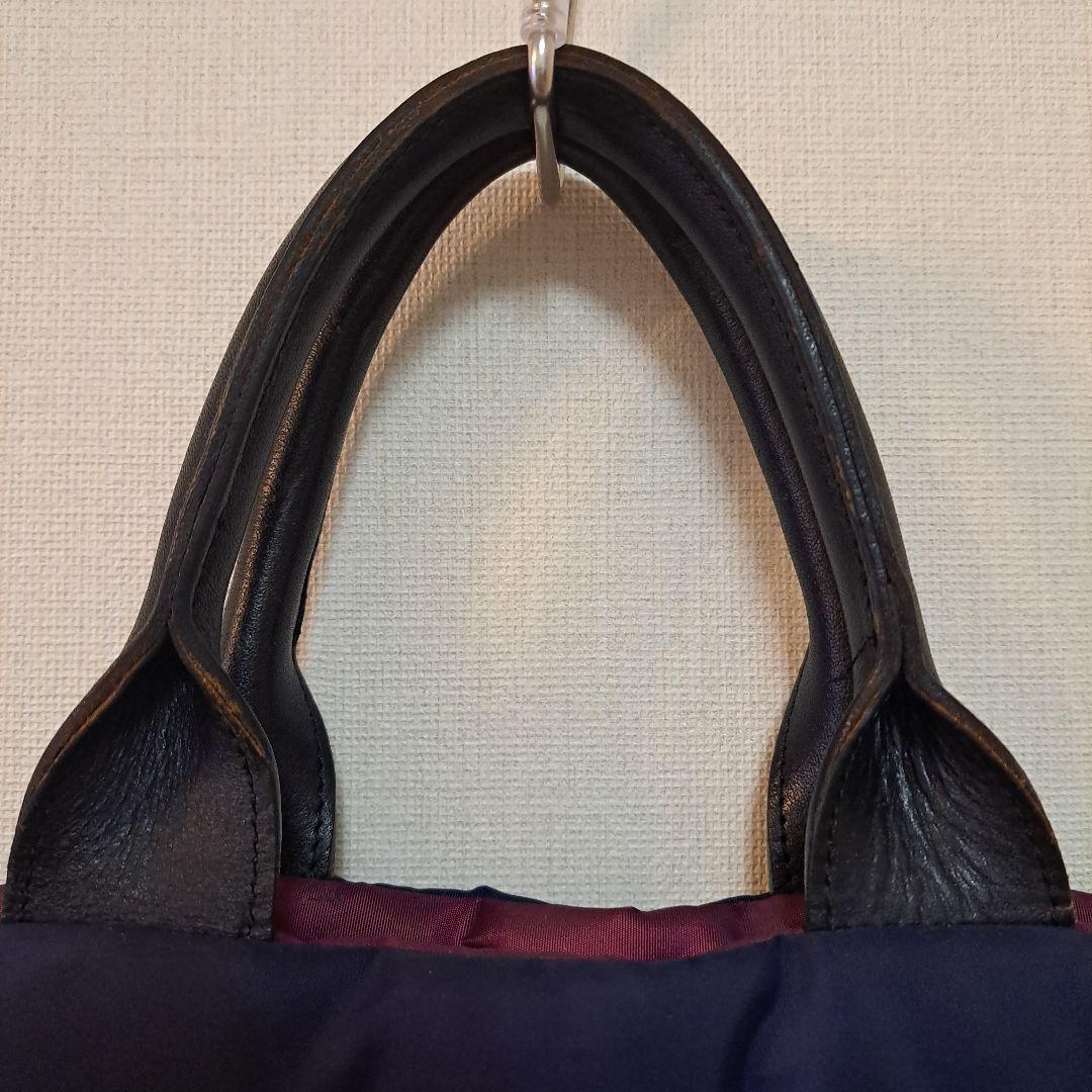 レア　トリコ コムデギャルソン トートバッグ キルティング ネイビー×パープル