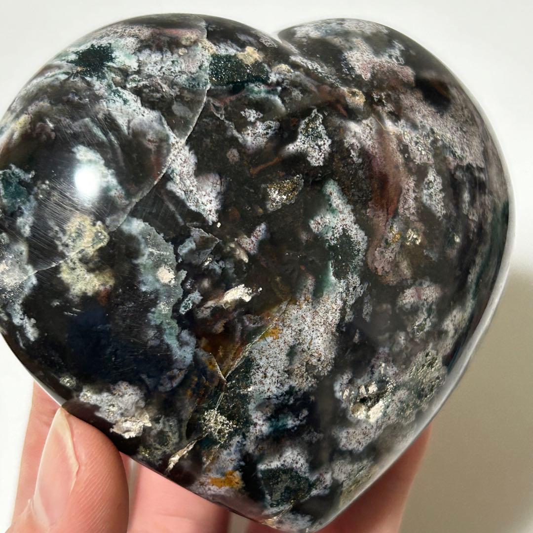 オーシャンジャスパー　BIG　ハート　カラフル　マダガスカル産　396g