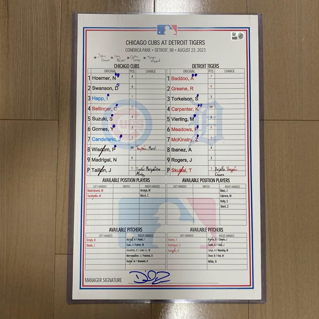 No.6 鈴木誠也　ラインナップカード　直筆サイン入り　(検 tシャツ　大谷翔平