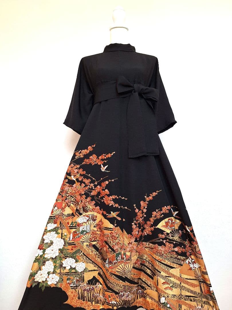 着物リメイクワンピース3702