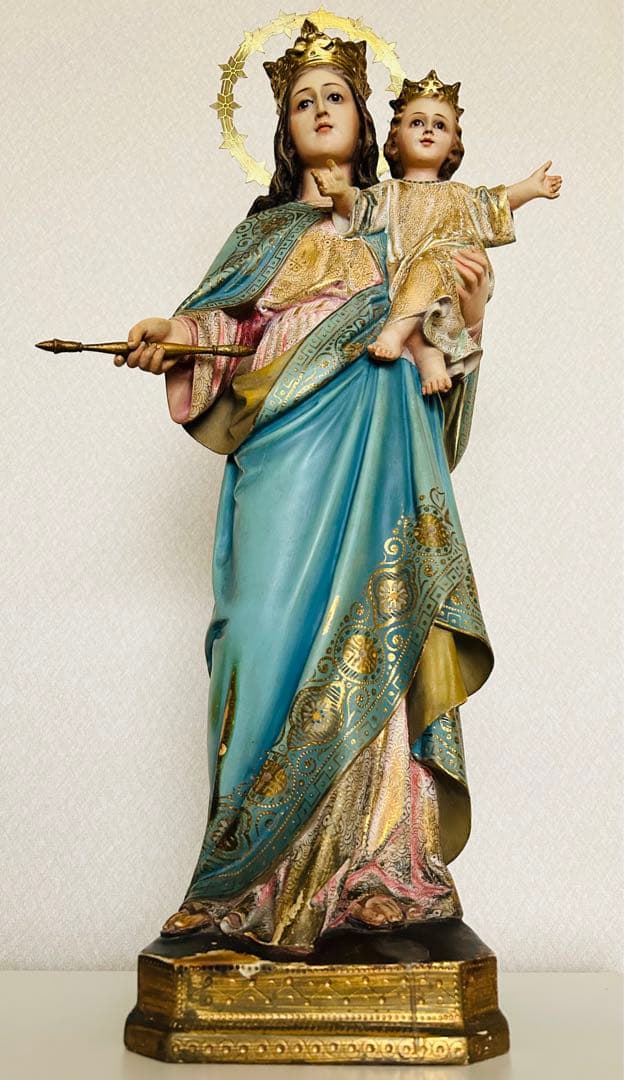 【超超希少】✞イエズス様を抱く聖母マリア像　宗教彫刻　アンティーク