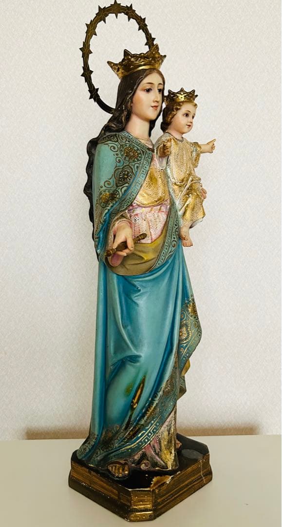 【超超希少】✞イエズス様を抱く聖母マリア像　宗教彫刻　アンティーク